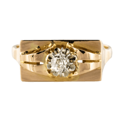 Bague Tank en or jaune, platine et diamant - Castafiore