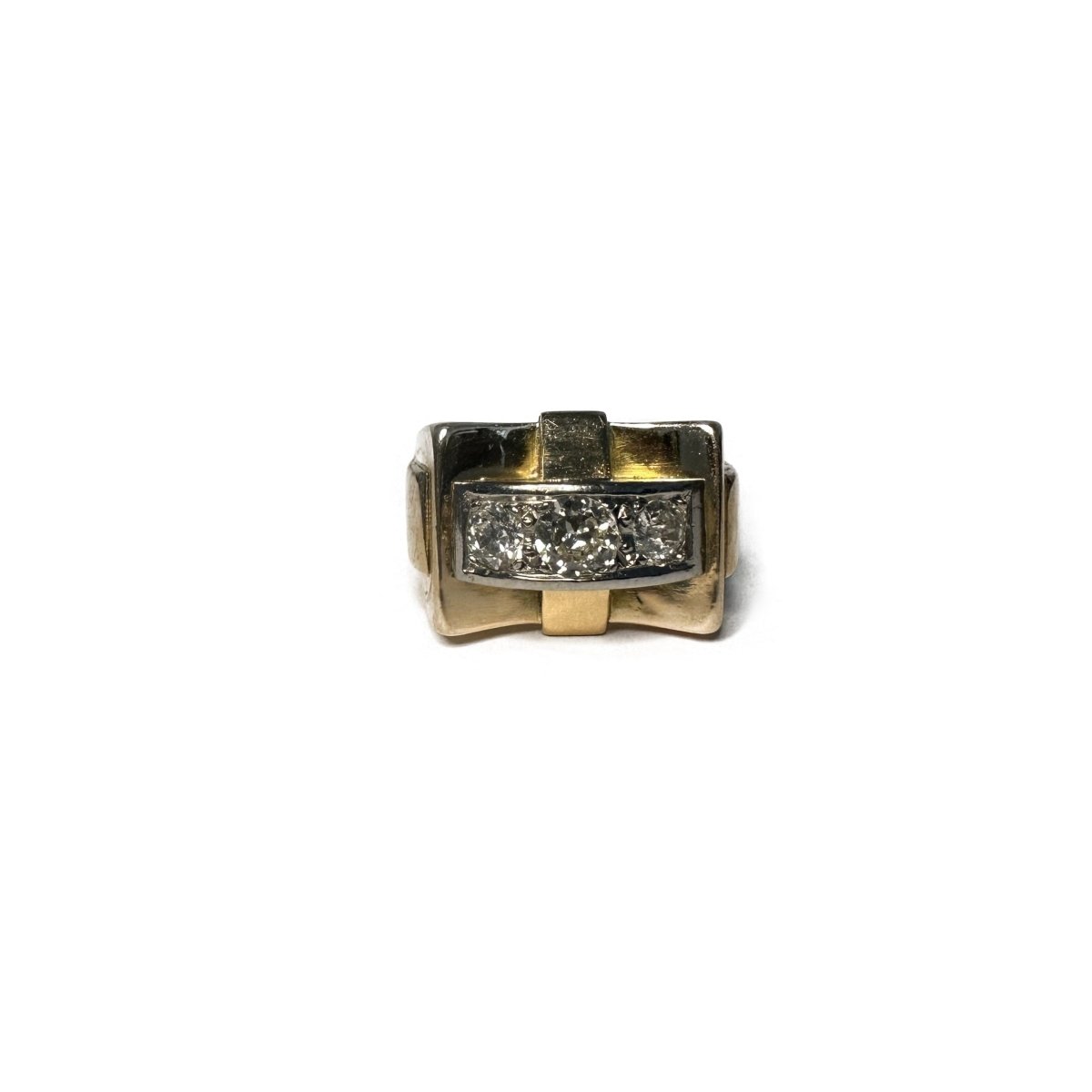 Bague Tank en or jaune, platine et diamants - Castafiore