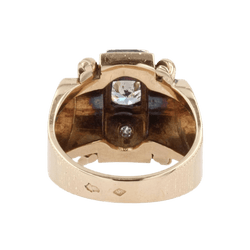 Bague Tank en or jaune, platine et diamants - Castafiore