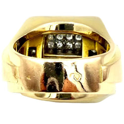Bague Tank en or jaune, platine et diamants - Castafiore