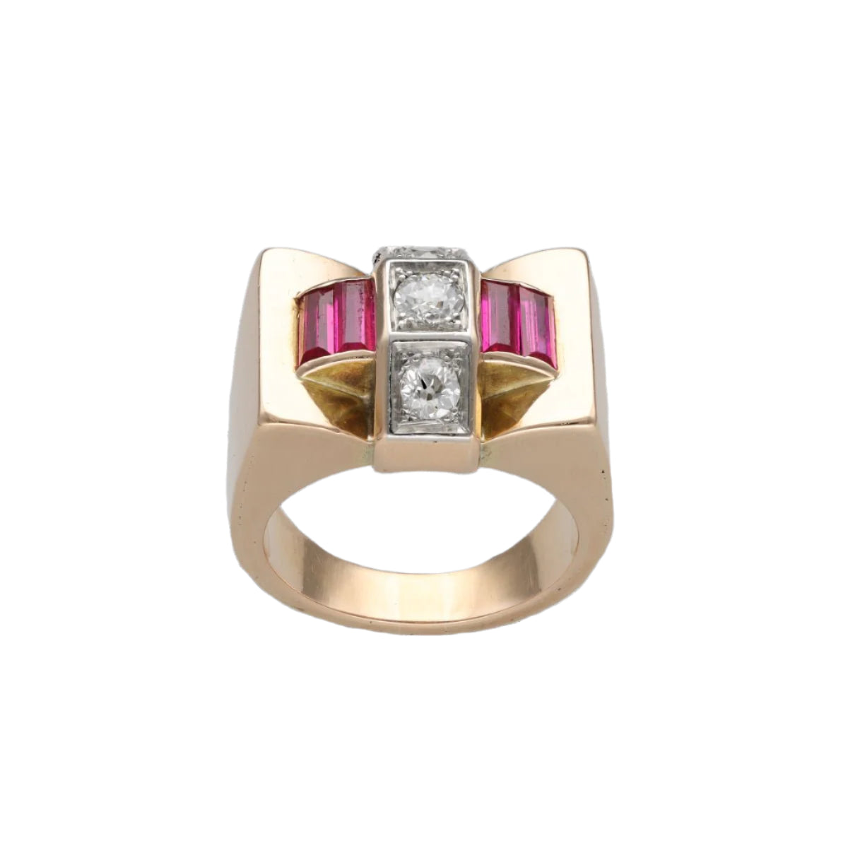 Bague Tank en or jaune, platine et diamants - Castafiore