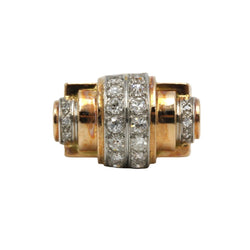 Bague Tank en or jaune, platine et diamants - Castafiore