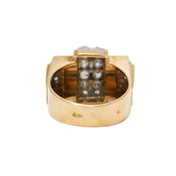 Bague Tank en or jaune, platine et diamants - Castafiore