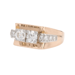Bague Tank en or jaune, platine et diamants - Castafiore