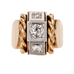 Bague Tank en or jaune, platine et diamants - Castafiore