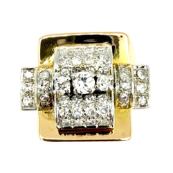 Bague Tank en or jaune, platine et diamants - Castafiore