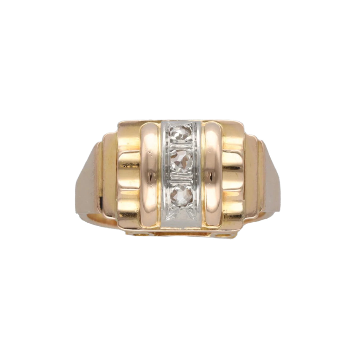 Bague Tank en or jaune, platine et diamants - Castafiore