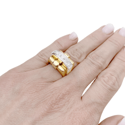 Bague Tank en or jaune, platine et diamants - Castafiore