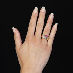 Bague Tank en or jaune, platine, rubis et diamants - Castafiore