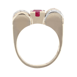 Bague Tank en or jaune, platine, rubis et diamants - Castafiore