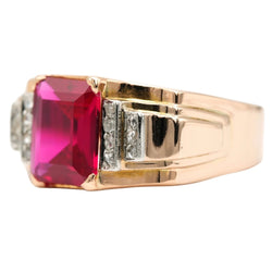 Bague Tank en or jaune, rubis et diamants - Castafiore