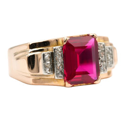 Bague Tank en or jaune, rubis et diamants - Castafiore