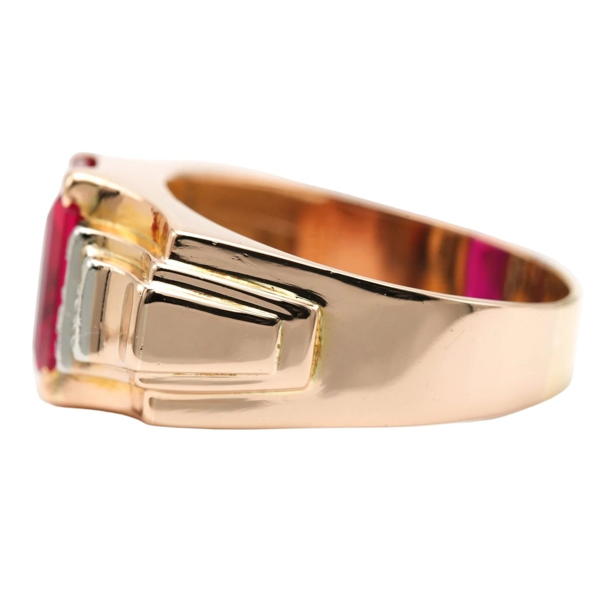 Bague Tank en or jaune, rubis et diamants - Castafiore