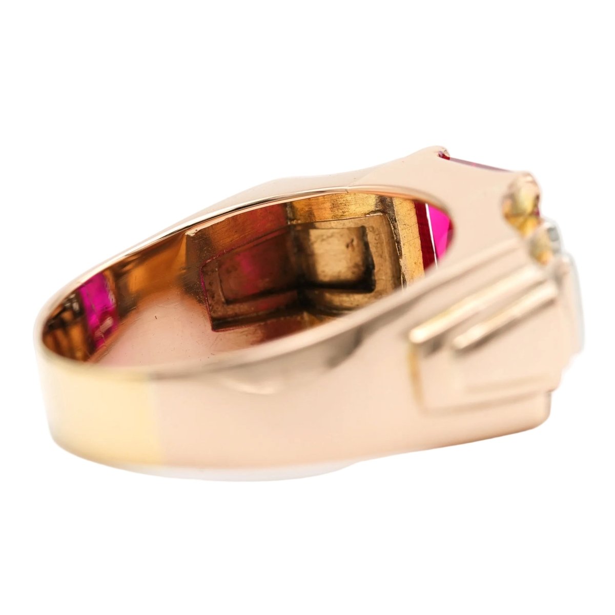 Bague Tank en or jaune, rubis et diamants - Castafiore