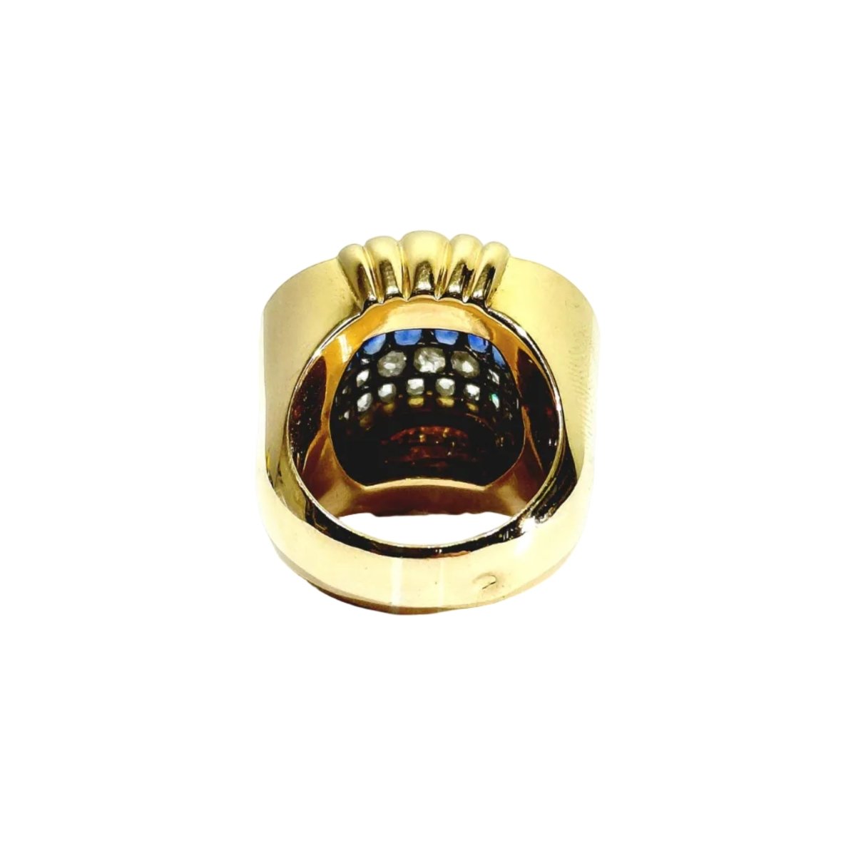 Bague Tank en or jaune, saphirs et diamants - Castafiore