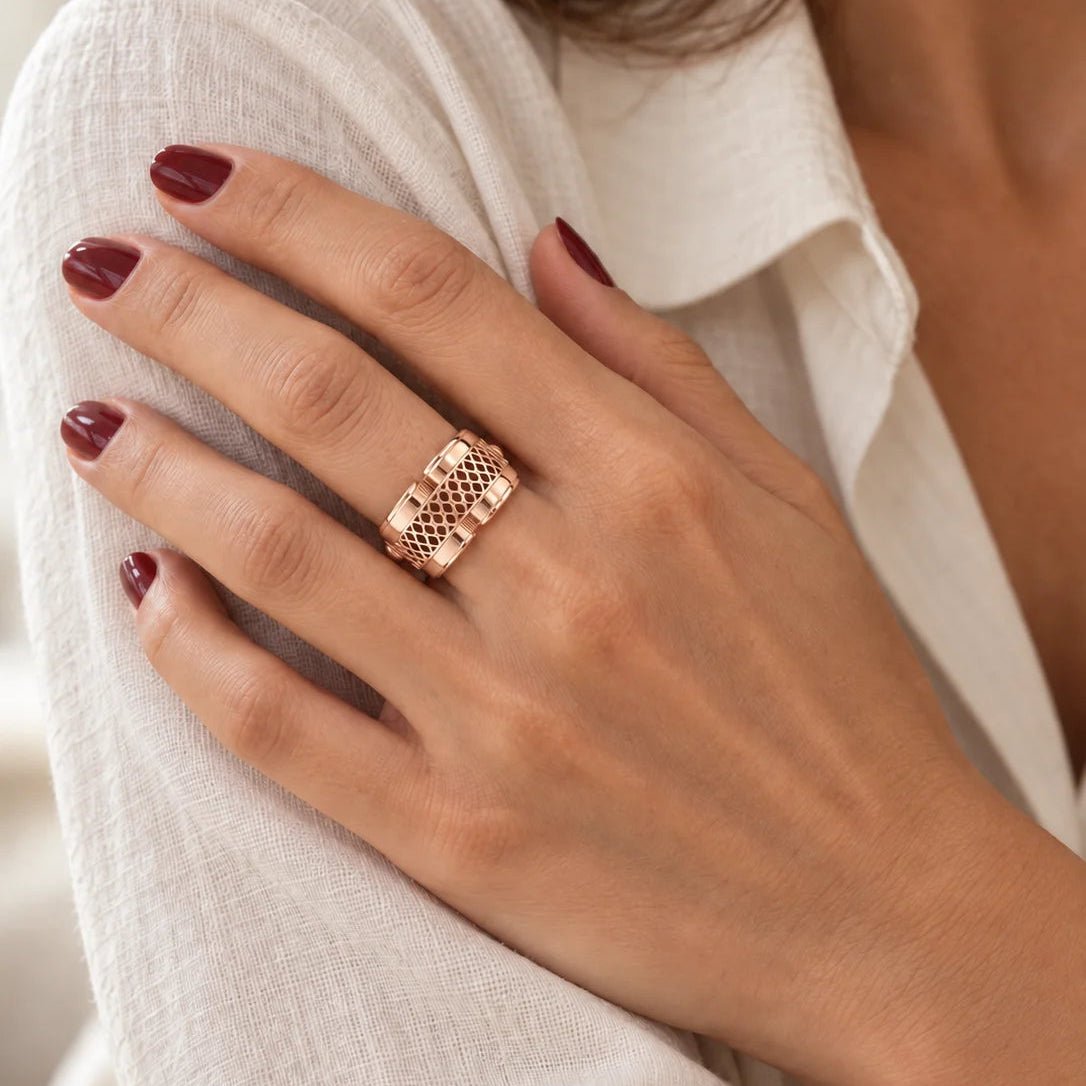 Bague Tank en or rose - Castafiore