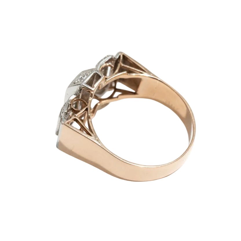Bague Tank en or rose et diamants - Castafiore
