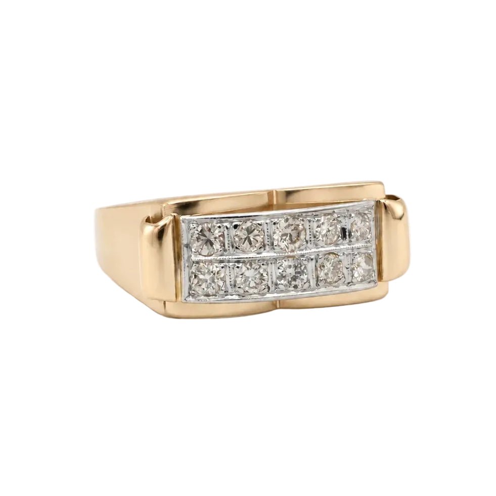 Bague Tank en or rose et diamants - Castafiore