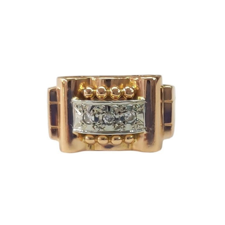 Bague Tank en or rose et diamants - Castafiore
