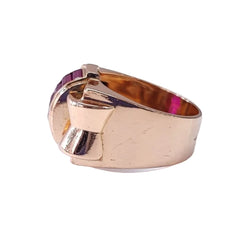 Bague Tank en or rose et rubis - Castafiore