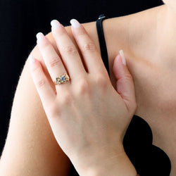 Bague Tank en or rose et saphir - Castafiore