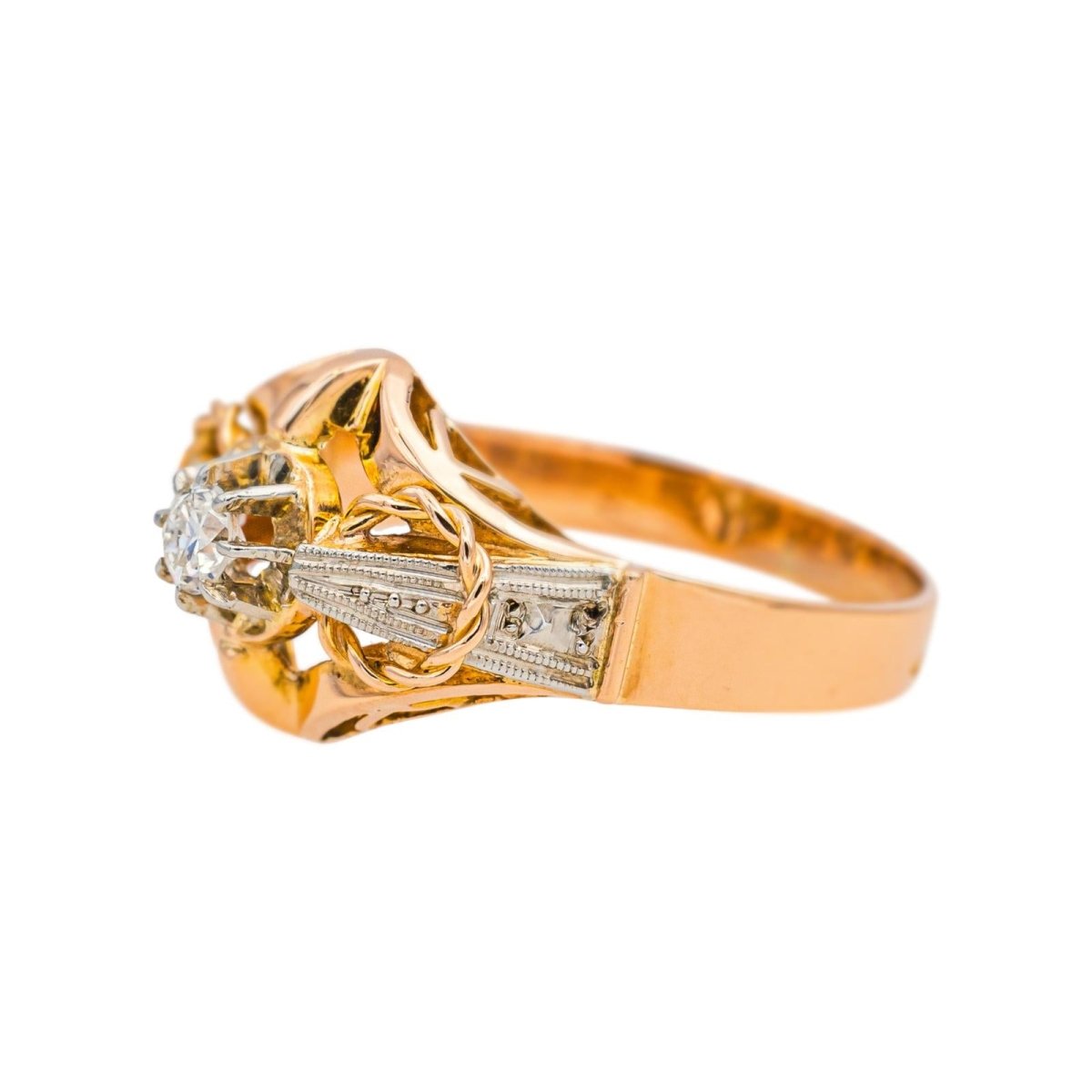 Bague Tank en or rose, or blanc et diamant - Castafiore