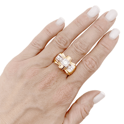 Bague Tank en or rose, or blanc et diamants - Castafiore