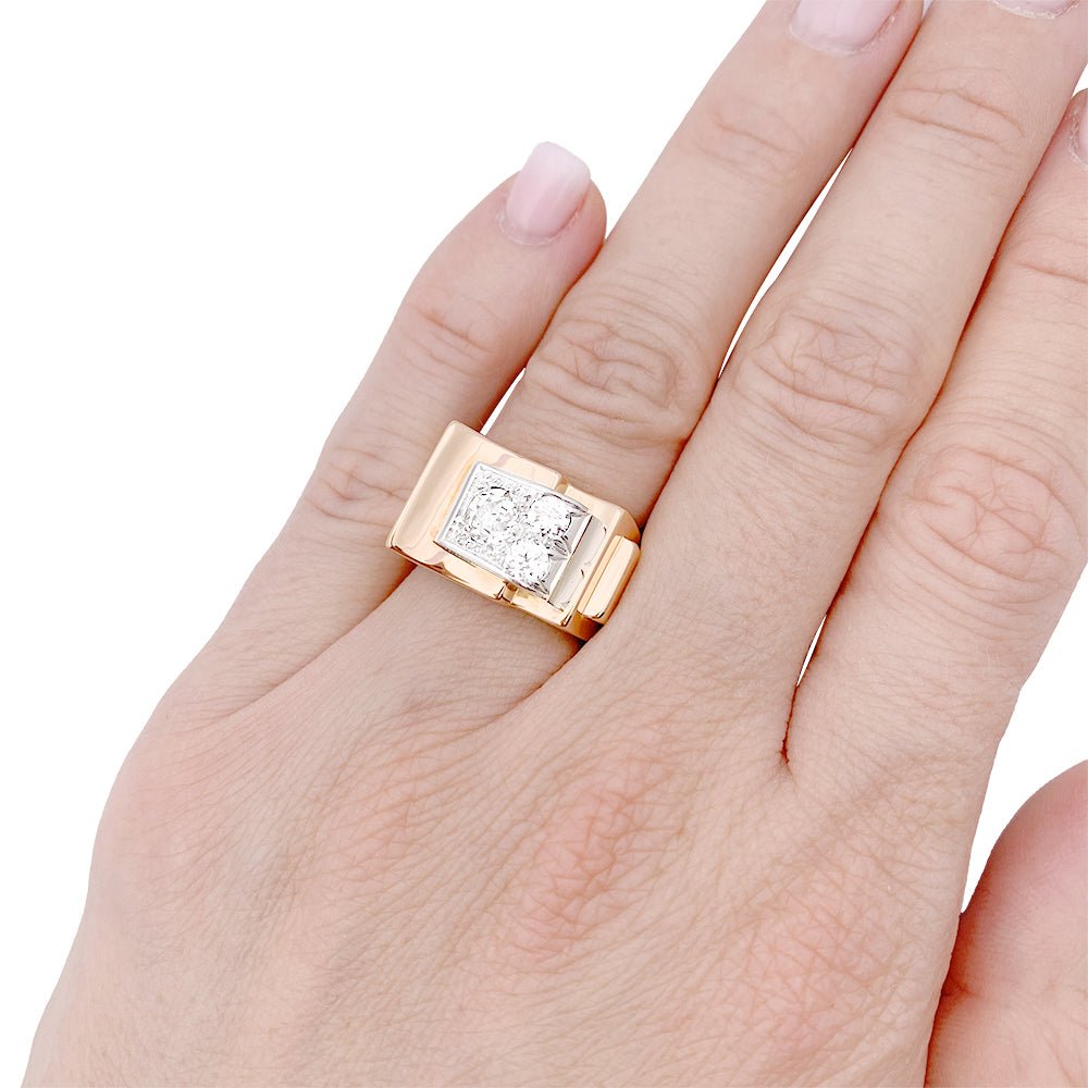Bague Tank en or rose, platine, diamants. - Castafiore