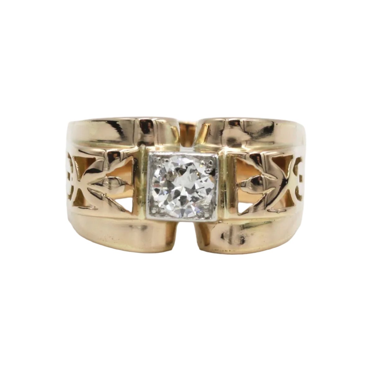 Bague Tank en or rose, platine et diamant - Castafiore