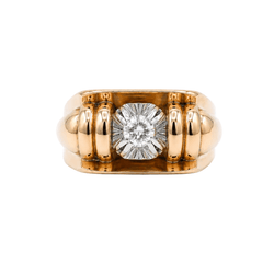 Bague Tank en or rose, platine et diamant - Castafiore