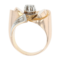Bague Tank en or rose, platine et diamants - Castafiore