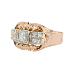 Bague Tank en or rose, platine et diamants - Castafiore