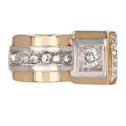 Bague Tank en or rose, platine et diamants - Castafiore