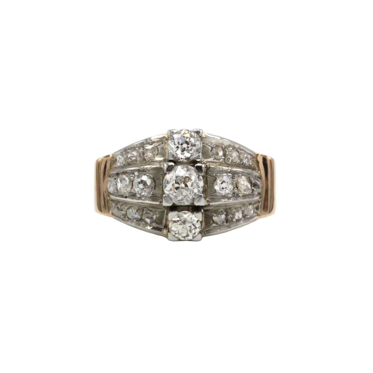 Bague Tank en or rose, platine, et diamants - Castafiore