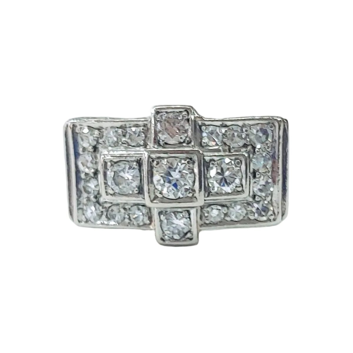 Bague Tank en platine et diamants - Castafiore