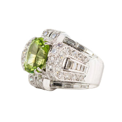 Bague Tank en platine, péridot et diamants - Castafiore