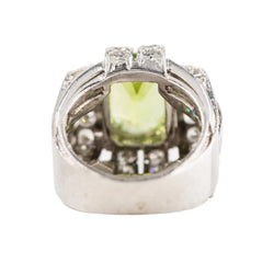 Bague Tank en platine, péridot et diamants - Castafiore