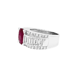 Bague Tank en platine, rubis et diamants - Castafiore