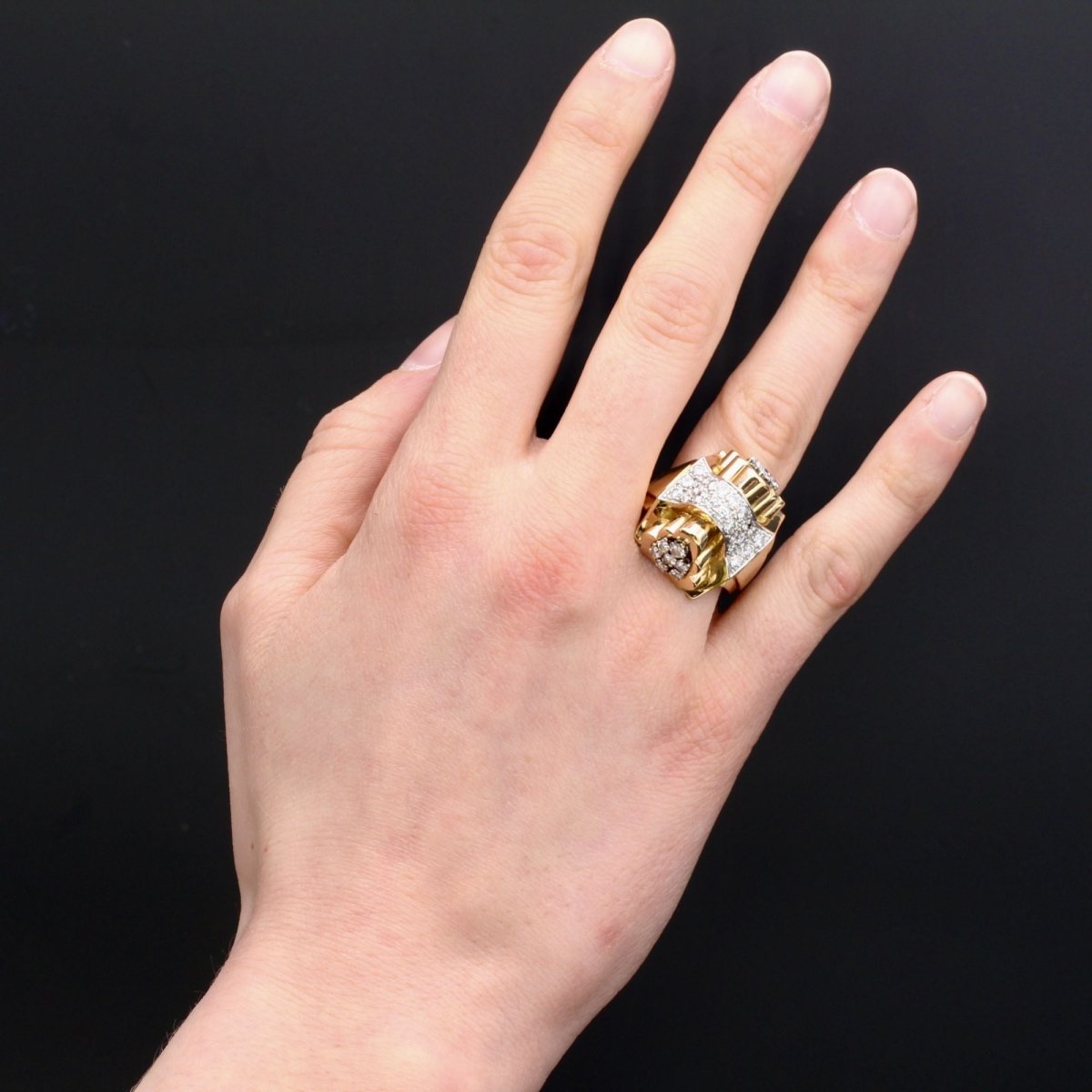 Bague tank nud d'or et de diamants - Castafiore