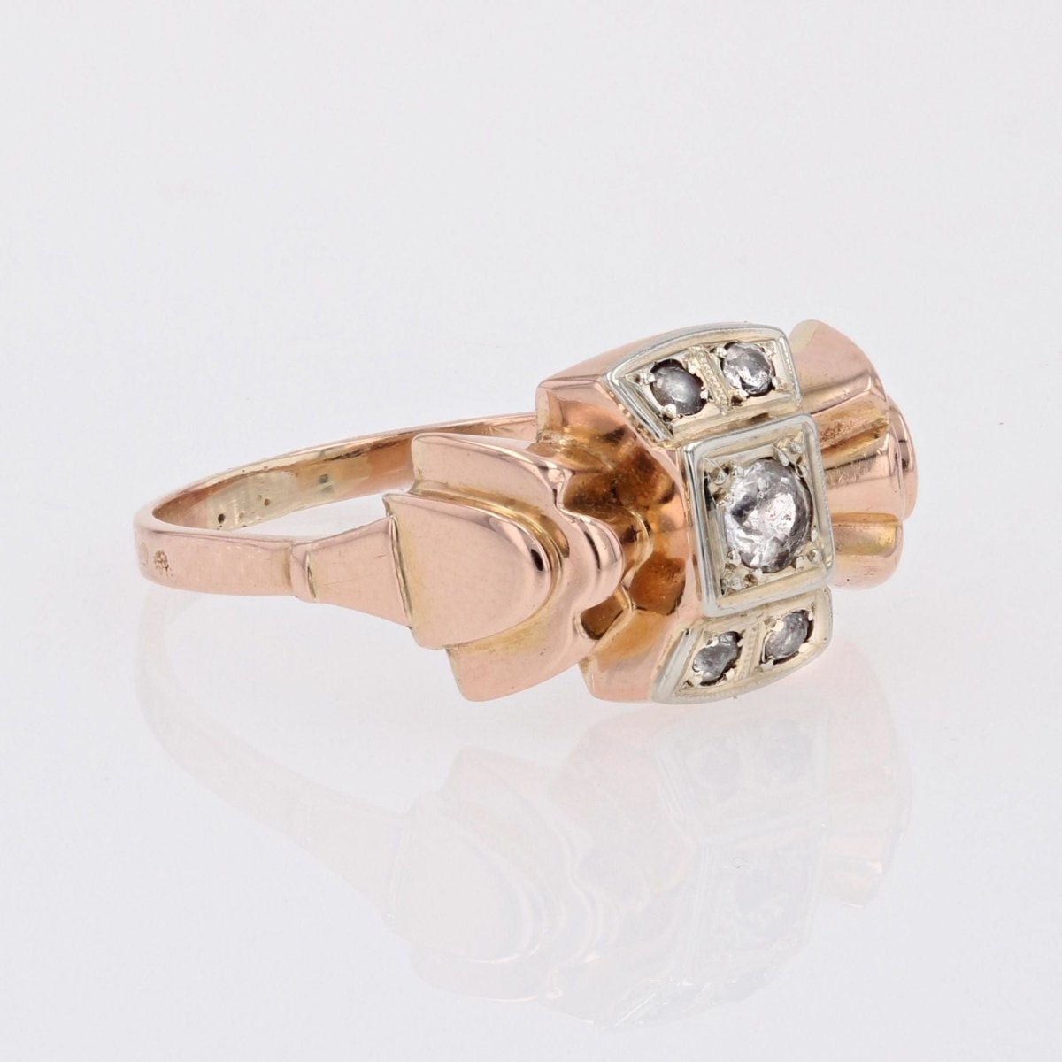 Bague tank nud saphirs blancs - Castafiore