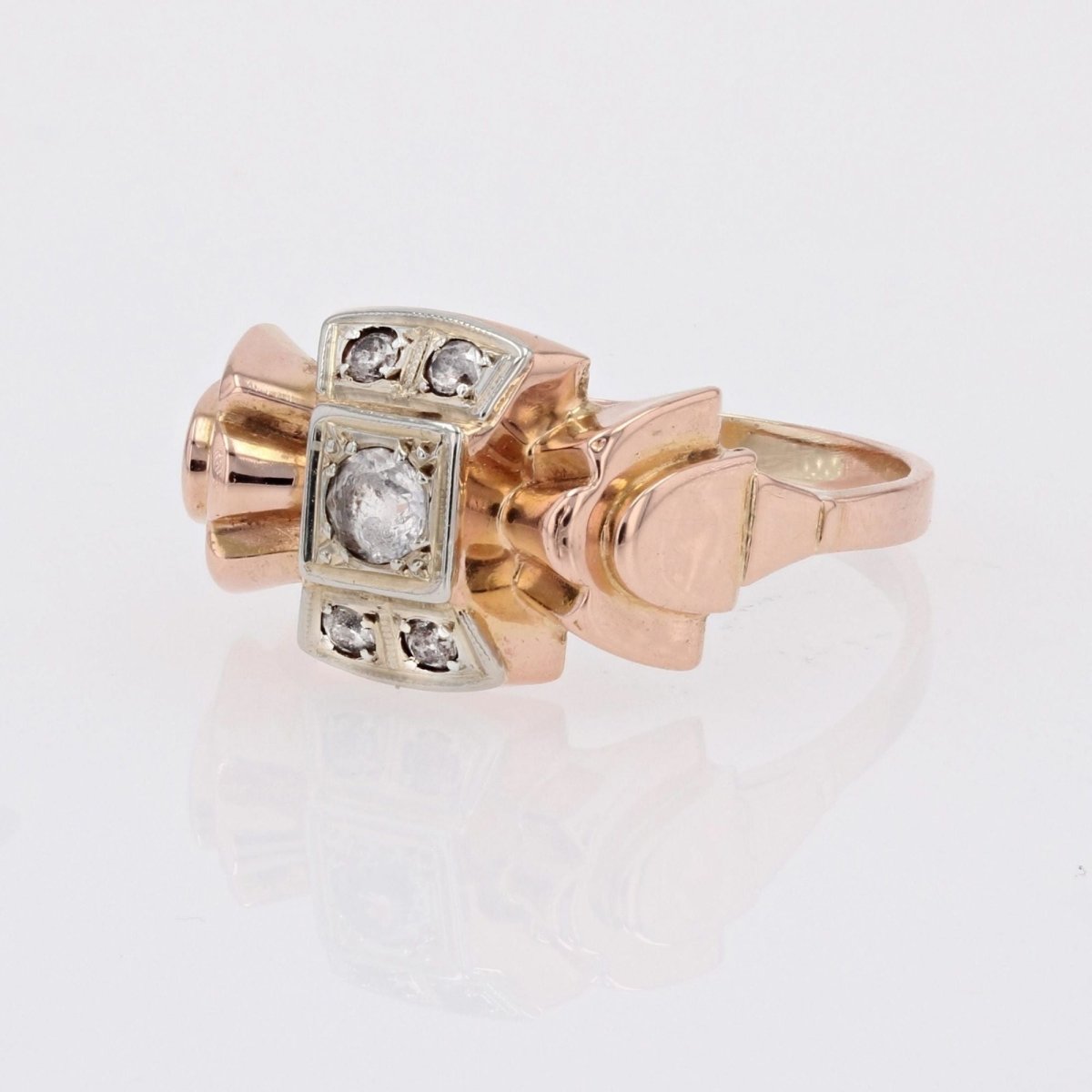 Bague tank nud saphirs blancs - Castafiore