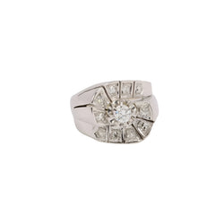 Bague tank or blanc diamants taille ancienne - Castafiore