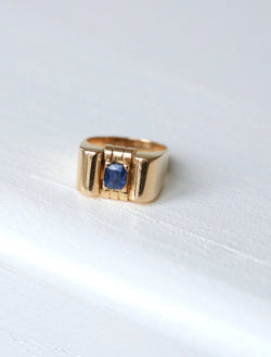 Bague Tank or et saphir - Castafiore