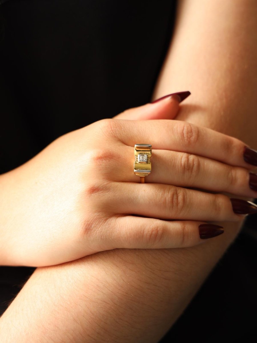 Bague Tank Or jaune Diamant - Castafiore