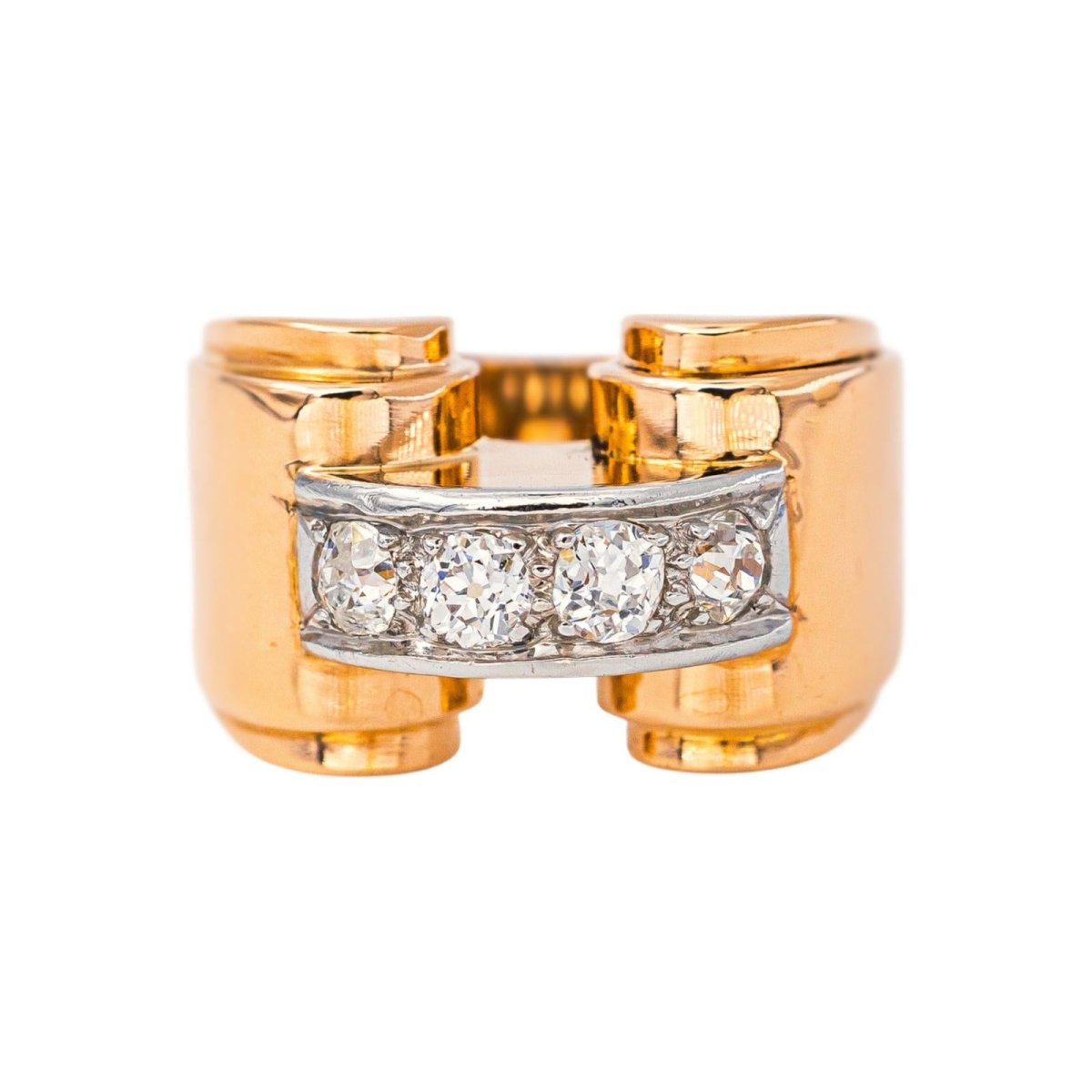 Bague Tank Or jaune Diamant - Castafiore