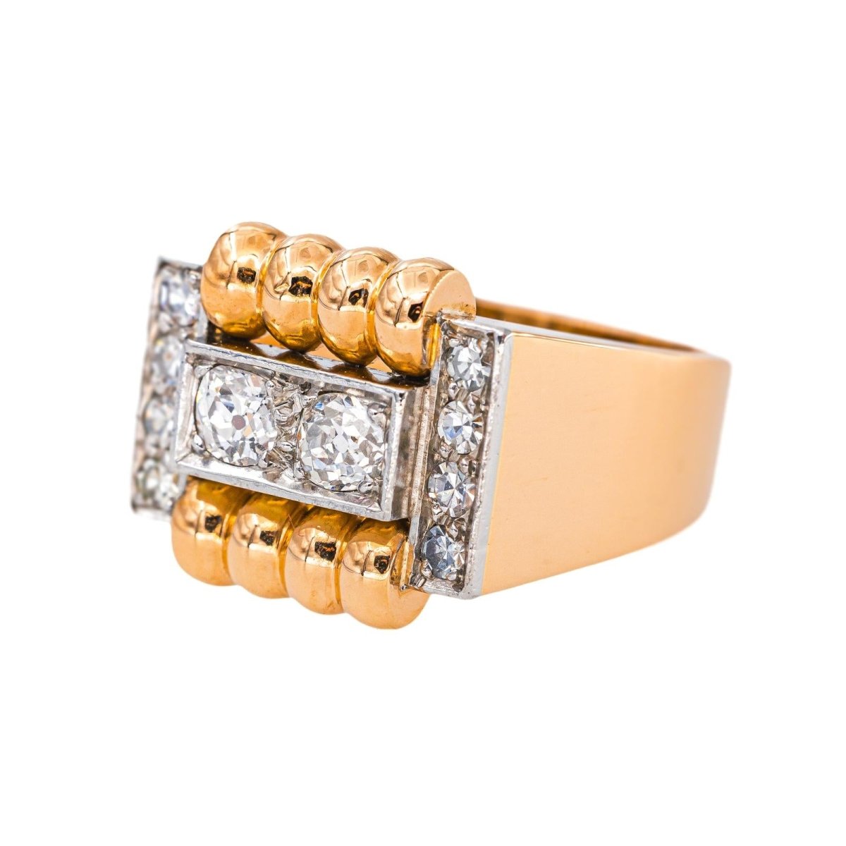 Bague Tank Or rose Diamant - Castafiore