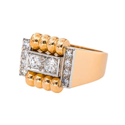 Bague Tank Or rose Diamant - Castafiore