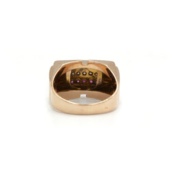 Bague Tank - Or rose, Diamants & Rubis - Castafiore