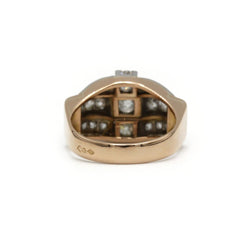 Bague Tank - Or rose, Platine et Diamants - Castafiore