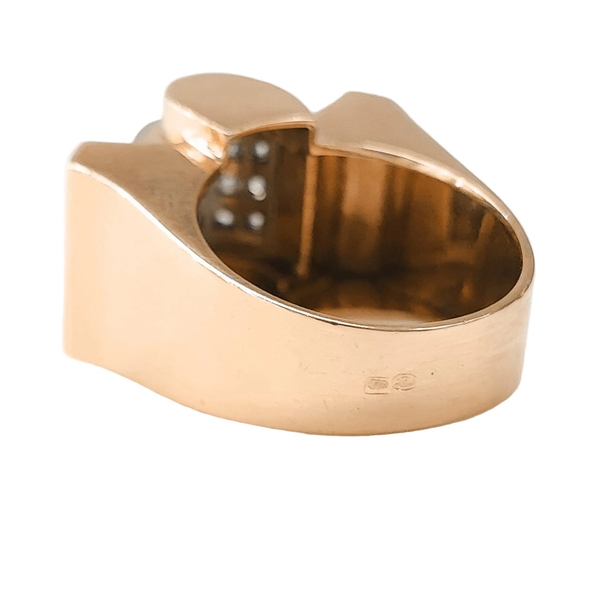 Bague Tank or rose, platine et diamants - Castafiore